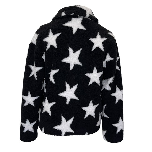 With The Girls by Avec Les Filles Sherpa Trucker Jacket Women’s Size S Stars - Picture 4 of 8